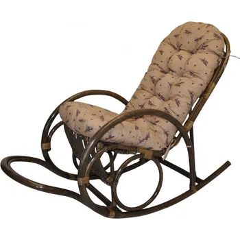 Obývací pokoj Ratanové houpací křeslo Jenaira hnědé polstr motiv levandule