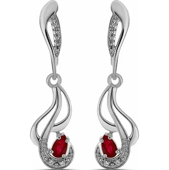 Náušnice Náušnice stříbrné s broušenými rubíny a zirkony Ag 925 029264 RB 3,5 cm, 4,3 g