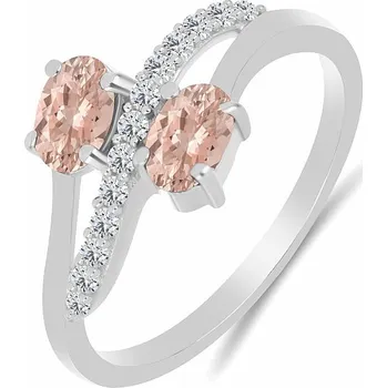 Prsten Prsten stříbrný s morganitem a zirkony Ag 925 026069 MG 57 mm (US 8), 2,9 g