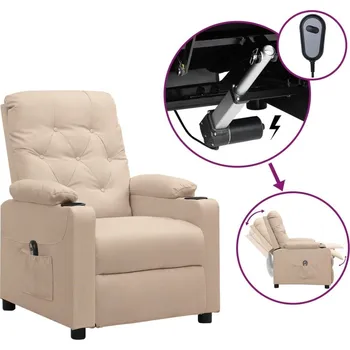 Křeslo vidaXL Elektrické polohovací křeslo textil [3098841] Barva: krémová