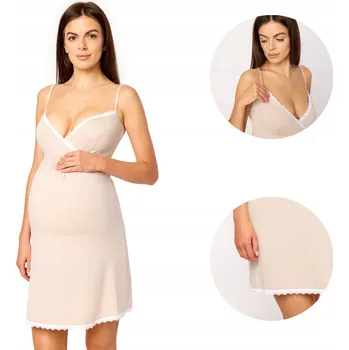 Dámské šaty Spodnička pod šaty Šaty Těhotenská noční košile MS10-466 Béžová M