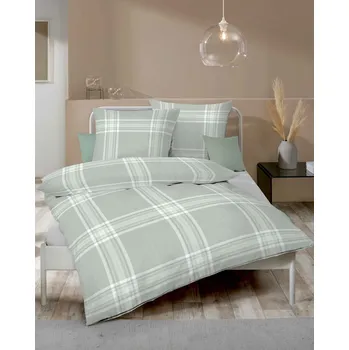 Povlečení Kaeppel Povlečení Kaeppel FL Edelflanel 417/19 antracit 100% bavlna káro 140x200 / 70x90