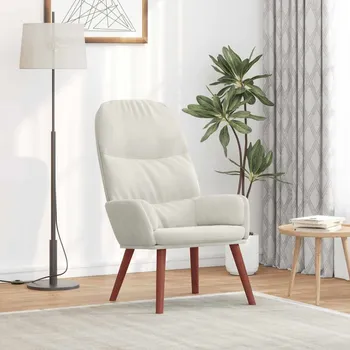 Křeslo vidaXL Relaxační křeslo samet [4102611] Barva: Krémová bílá