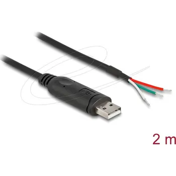 Počítačové příslušenství Delock Adaptérový kabel z rozhraní USB 2.0 Typu-A na sériové rozhraní RS-485 s třemi volnými konci vodičů, 2 m 63509