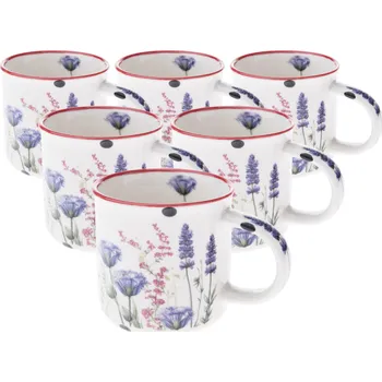 Stolování Sada 6 porcelánových hrnků Letní louka 230 ml, fialová