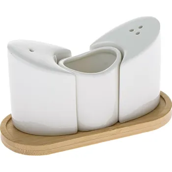 Kořenka Porcelánová slánka a pepřenka s podtáckem Křídla, bílá