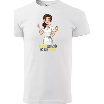 Pánské tričko Sablio Tričko s potiskem Hrdinka bez pláště? Ano, jsem masérka - bílé 4XL