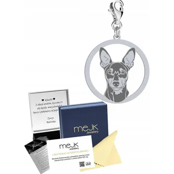 Přívěsek Stříbrný přívěsek (charms) s pejskem Miniaturním Pinčem s VĚNOVÁNÍM