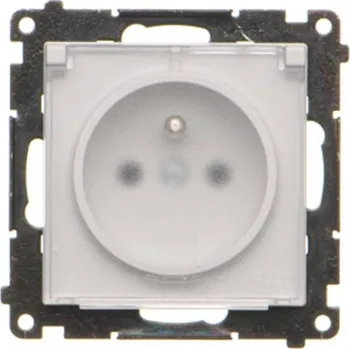 Elektrická zásuvka Zásuvka silová 1 násobná typ E, IP44, bez těsnění, víčko průhledné, 16 A, Simon 55 TGZ1BCUZ.01/114A, šedá světlá