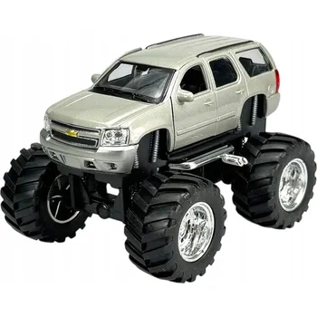 autíčko WELLY MONSTER TRUCK 2008 CHEVROLET TAHOE STŘÍBRNÝ 1:34 NOVÝ KOVOVÝ MODEL