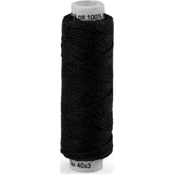 Nit Nitě lněné knoflíkové 50 m, malé, 999 černá