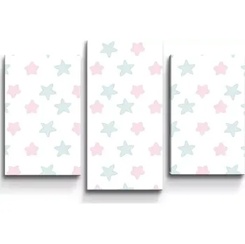 Obraz Sablio Obraz - 3-dílný růžové a modré hvězdy - 75x50 cm