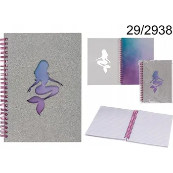 Blok NOTES spirálový blok MOŘSKÁ PANNA se třpytkami A5, SPIRÁLA