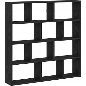 police Nástěnná police 12 přihrádek černá kompozitní dřevo