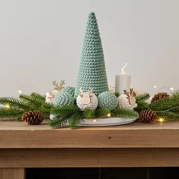 Vánoční dekorace Háčkovaný stromeček zelený (z bavlny)