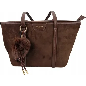 Semišová kabelka s přívěskem M-9442-4A coffee (hnědá)