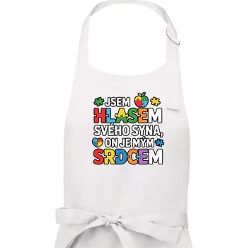 Kuchyňská zástěra Autismus - Jsem hlasem svého syna, on je mým srdcem - Pánská zástěra na vaření - Univerzální velikost ( Bílá )