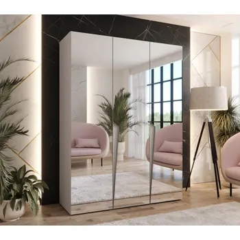 Šatní skříň Elegantní zrcadlová skříň 150 cm SORAYA 3 - kašmír / kašmírové úchyty