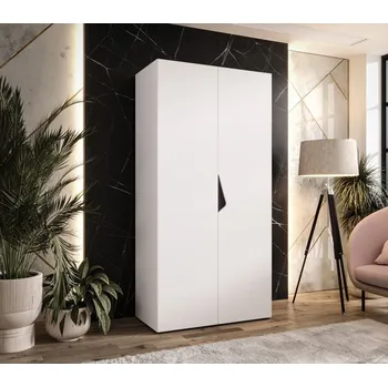 Šatní skříň Úzká šatní skříň 100 cm AMARIS 1 - bílá / černý úchyt