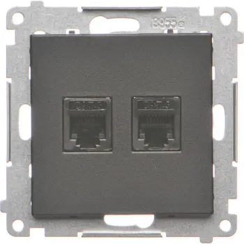 Elektrická zásuvka Zásuvka telefonní RJ12, 2 násobná, Simon 55 TF2.01/149, černá metalizovaná