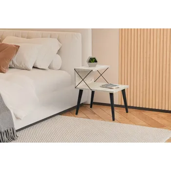 Noční stolek Noční stolek Cross - Black, Travertine