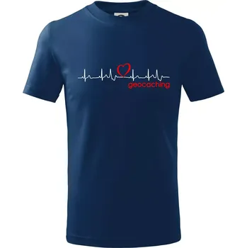 Chlapecké tričko Moje srdce bije pro Geocaching -text - Tričko dětské bavlněné - 98 cm / 2 roky ( Půlnoční modrá )