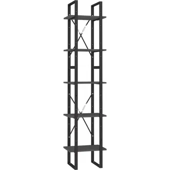 Knihovna 5-patrový regál na knihy, šedý, 40x30x175 cm