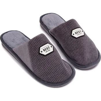 Dámské pantofle PAPUČE KLASICKÉ NAZOUVÁKY / PAPUČE ZATEPLENÉ VLOŽKA NÁŠIVKA ŠEDÉ 43