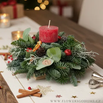 Vánoční dekorace Vánoční svícen rustikální Barva: ČERVENÁ