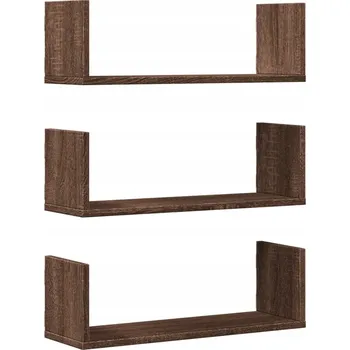 police VidaXL Nástěnné police, 3 ks, hnědý dub, 58x18x18 cm