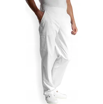 Zdravotnický oděv PÁNSKÉ KALHOTY PRO LÉKAŘE CLINIC DRESS ZDRAVOTNICKÉ NA GUMU BÍLÉ S