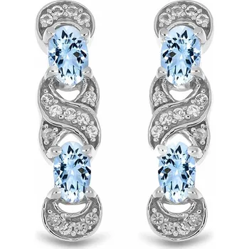 Náušnice Náušnice stříbrné s broušenými akvamaríny a zirkony Ag 925 013834 AQ 2 cm, 2,9 g