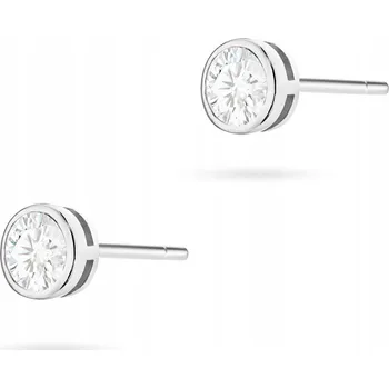Náušnice STŘÍBRNÉ Dámské NÁUŠNICE ryzost 925 Klasické Bílá Kulatá Zirkon Puzeta