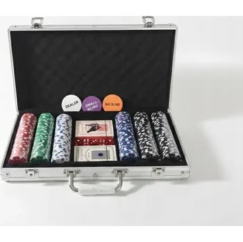 Pokerové sada VELKÁ POKEROVÁ SADA 300 ŽETONŮ V KUFRÍKU - ŽETONY PRO HRANÍ POKERU