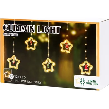 Vánoční dekorace Kurtyna Światełek LED s Figurkami, Vánoční Osvětlení 125 LED na Okno