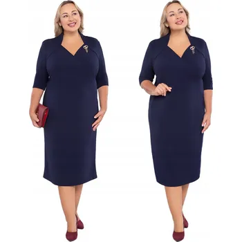 Dámské šaty Tmavě modré šaty s broží 56