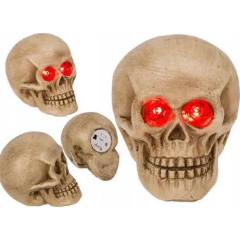 Obraz Lebka s červenýma očima LED svítící Temná dekorace s charakterem