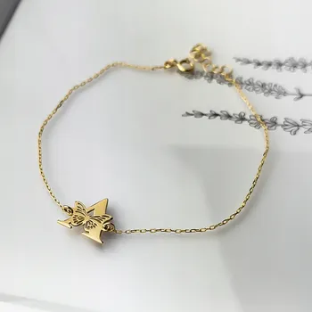 Náramek Zlatý náramek s písmenem A a motýlkem - Au 585