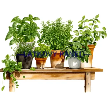 Látkový panel - Bylinky - BY-14 Velikost: 15x15cm, Materiál: Bavlna