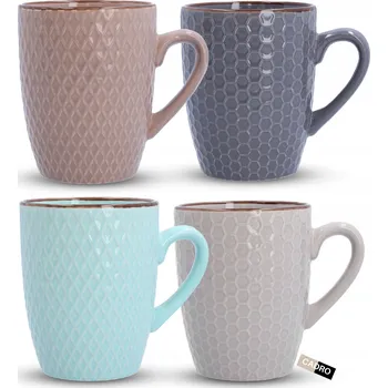 Hrnek Cadro Komplet 4 kubków ceramicznych 300 ml kamenina 300 ml