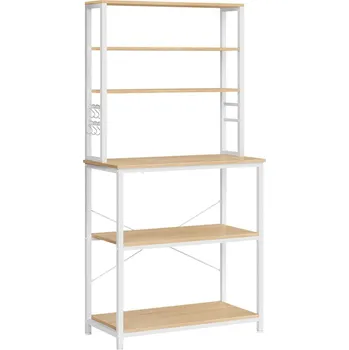 Komoda Kuchyňský regál LORANO 167x80 cm, bílý / dekor dub