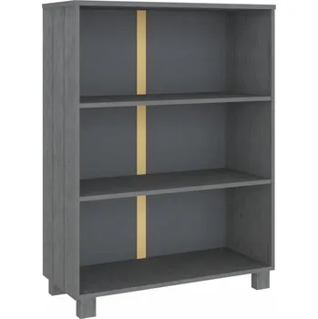 Knihovna Regál na knihy HAMAR, tmavě šedý, 85x35x112 cm, masivní borovice