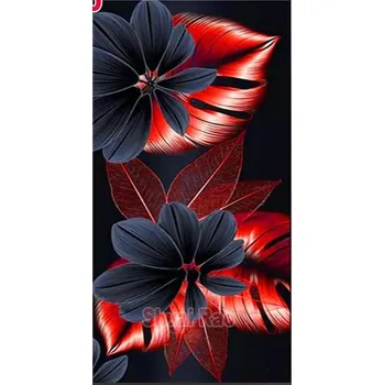 Diamantové malování Diamantové malování - Hnědočerné květy - č. 910 65x125 cm