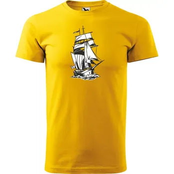 Pánské tričko Sablio Tričko s potiskem Loď na moři - žluté 3XL
