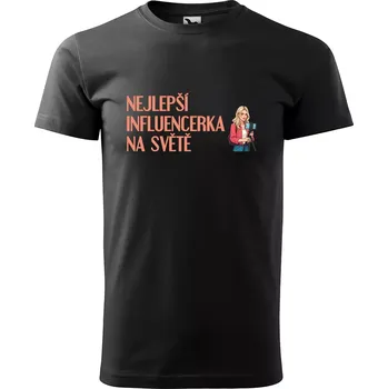 Pánské tričko Sablio Tričko s potiskem Nejlepší influencerka na světě - černé 5XL