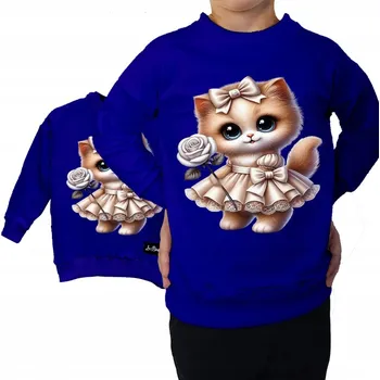 Chlapecká mikina Tepláková Mikina pro Dívku Modrá S Kočkou 152/158