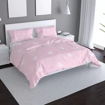 Povlečení Sablio Povlečení Růžová srdíčka - 140x220 / 90x70