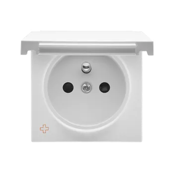 vypínač Kryt zásuvky silové 1 násobné, s uzemněním, IP44, víčko v barvě, Simon 55 TGZ1BUZP/AB111, bílá antibakteriální