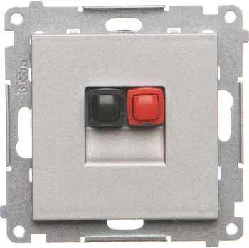 Elektrická zásuvka Zásuvka reproduktorová 1 násobná s popisným polem, pro připojení 1 reproduktoru, Simon 55 TGL1.01/143, hliníková