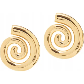 Náušnice NÁUŠNICE Z CHIRURGICKÉ OCELI ZLATÉ HLADKÉ MODERNÍ SPIRÁLOVÉ VELKÉ PUSSETY